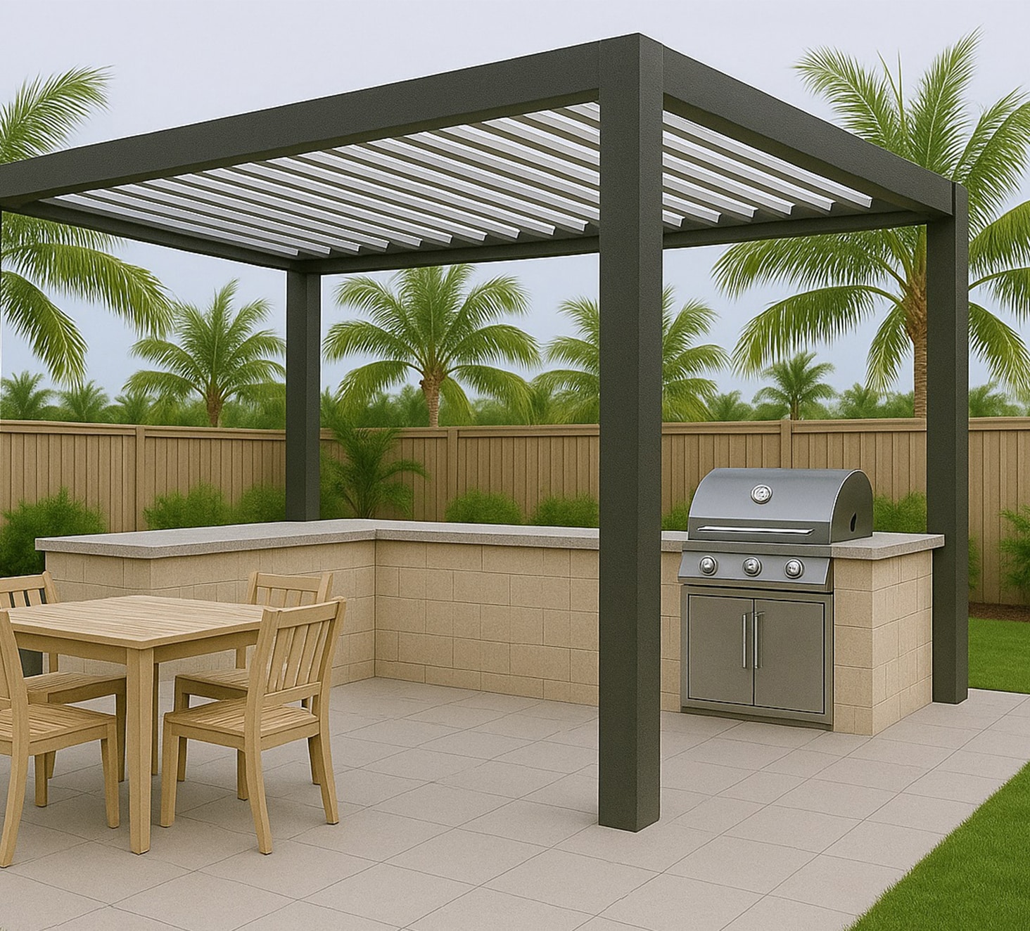 Pergola with Outdoor Kitchen